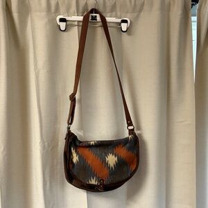 Lucky Brand Brown and Orange Geometric Crossbody Bag